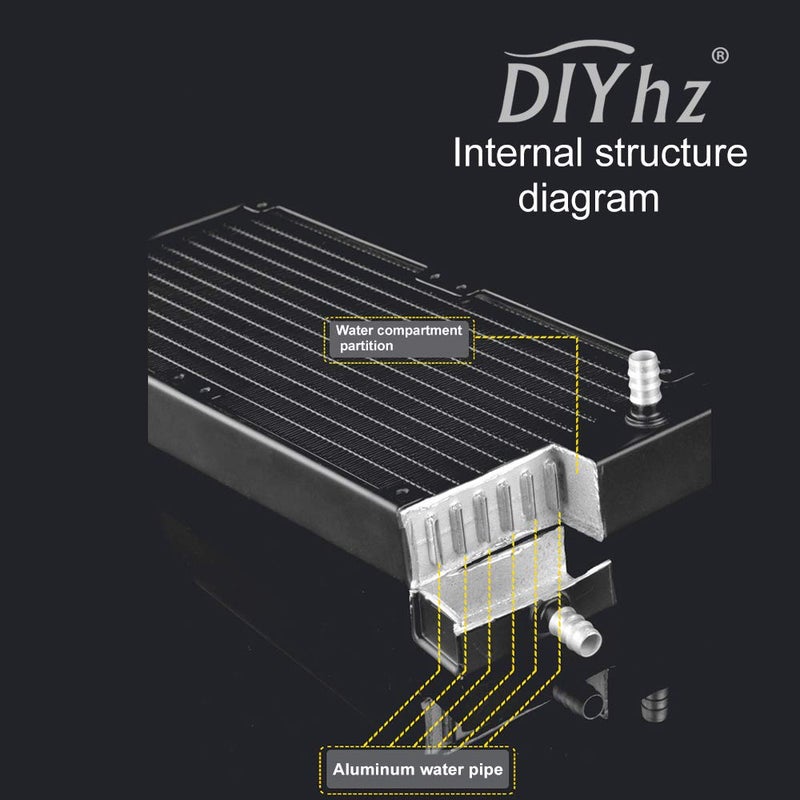 DIYhz Water Cooling Computer Radiator, 8 Pipe Aluminum Heat Exchanger Liquid Cooling Radiator Heat Sink 80mm with Fan for CPU PC Laser Water Cool System DC12V Black - Image 3